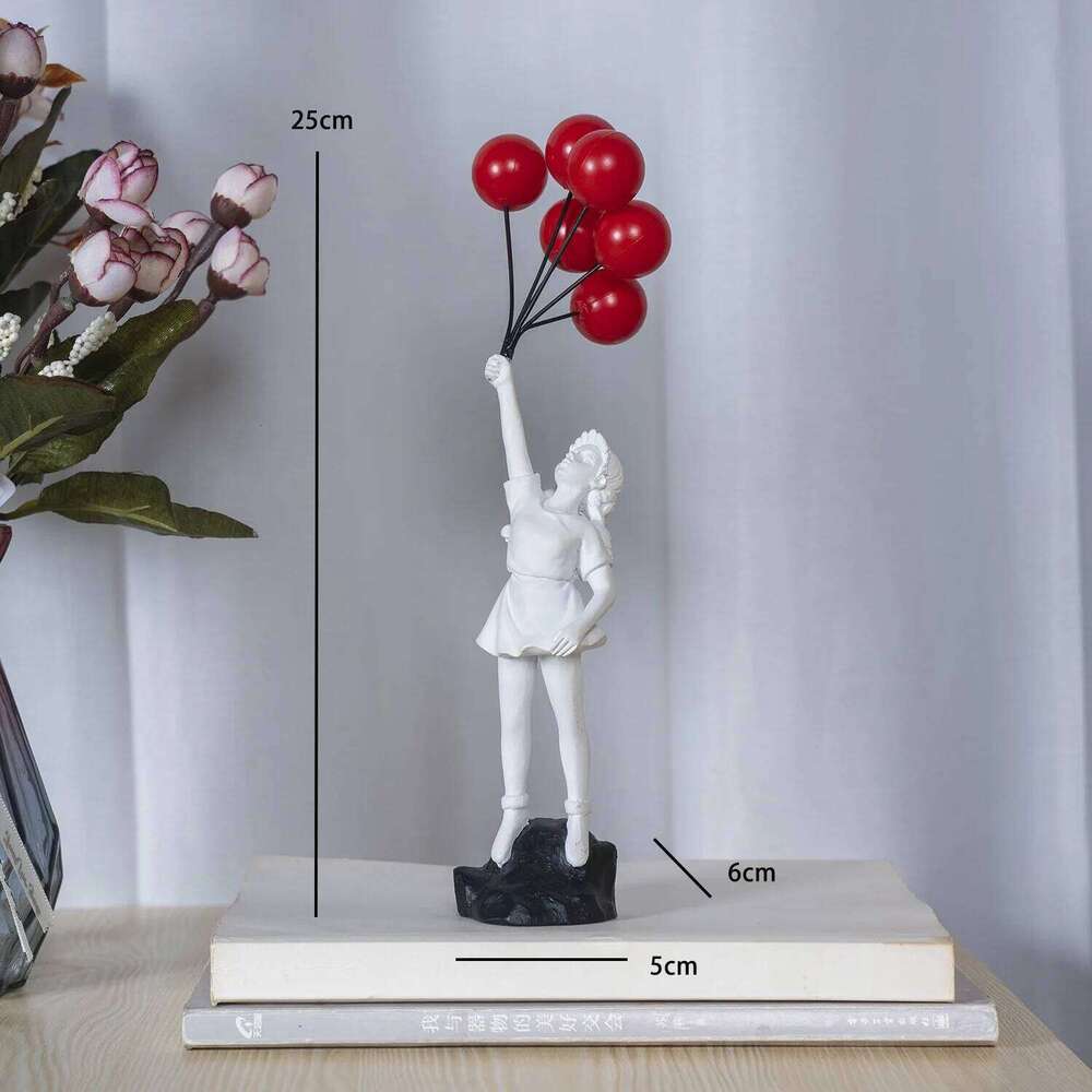 Nordic Modern Resin Statue Home Flying Balloon Girl Art Sculpture Figurine Craft Ornaments Living Room Decor S260204