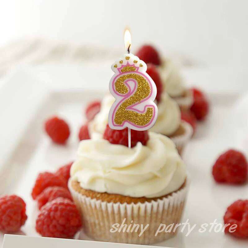 Gold Crown Cake Baking Decoration Plug-In Birthday Prty Anniversary Scene Layout Pink Blue Lace Exquisite Small Candle S260204