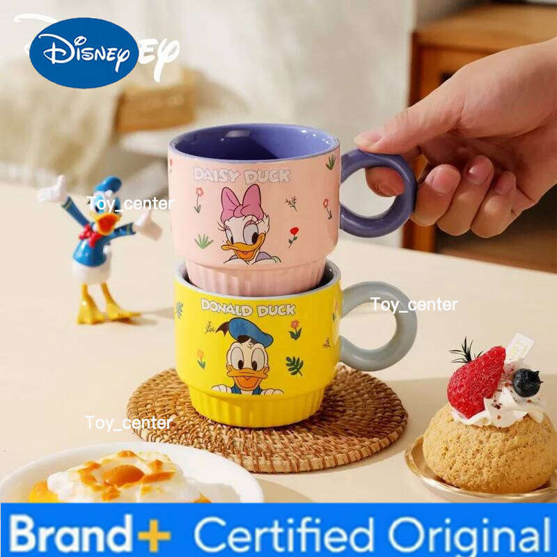Disney Mickey Minnie Daisy Donald Duck Ceramic Mug Stackable Couple Water Cute Home Coffee Cup Birthday Gift Four Piece Set H260205