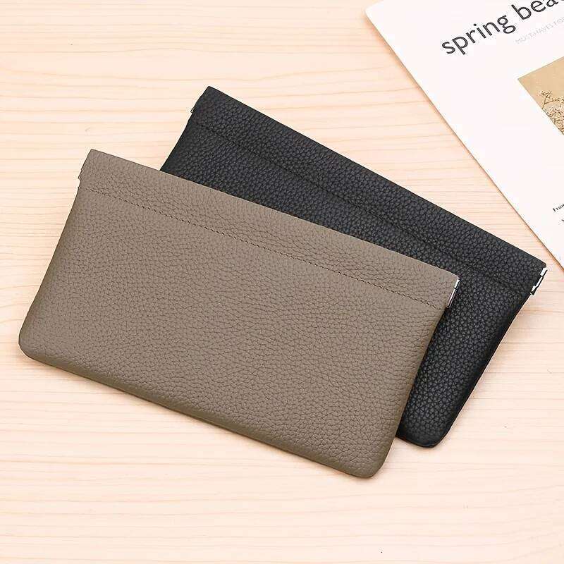 Self-closing top-layer genuine leather long wallet passport driver's license document holder headphone data cable organizer cash Z260205