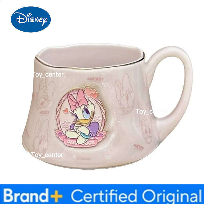 Disney Mickey Cartoon Anime Couples Lid Mug Cute Print Ceramic Donald Duck Tea Coffee Milk Cup Decoration Kawaii Gift for Girls H260205