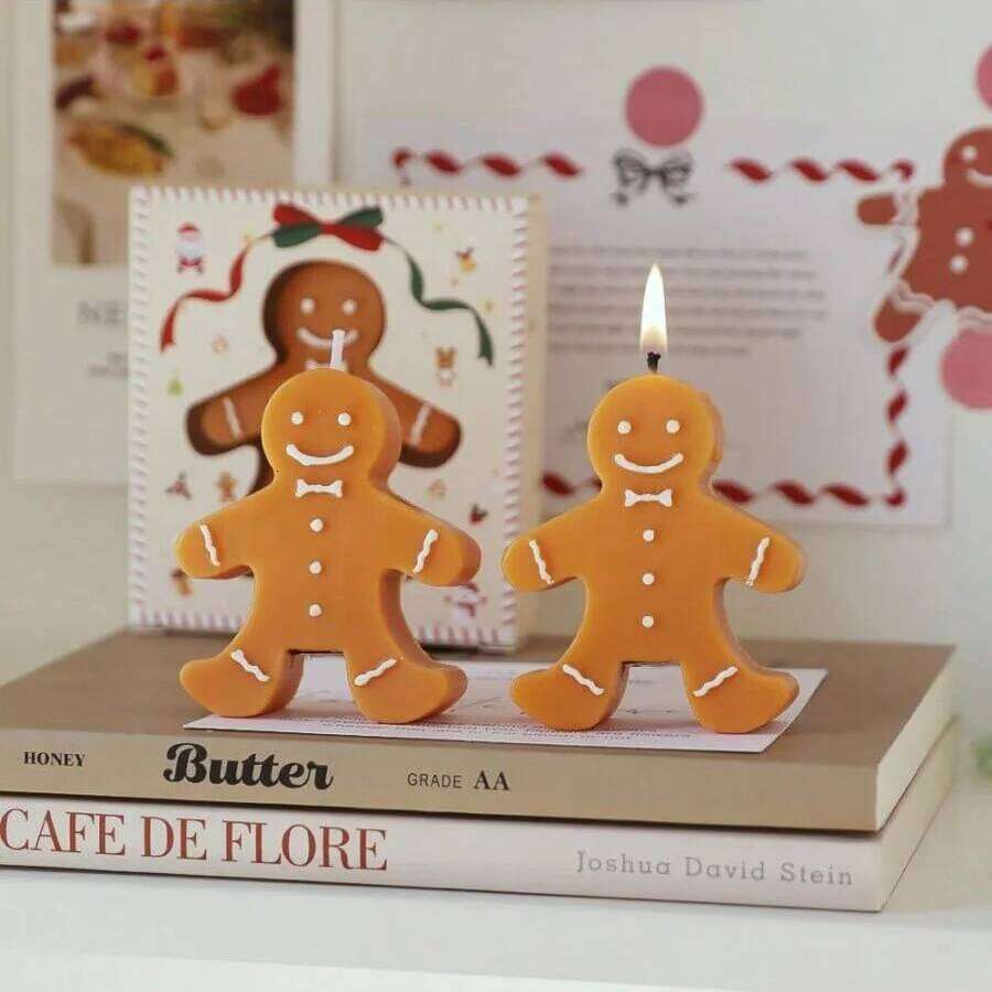 1pc Gingerbread Man Aromatherapy Coffee Milk Shape Wax Christmas Gift Fragrance Candle S260204 fa2