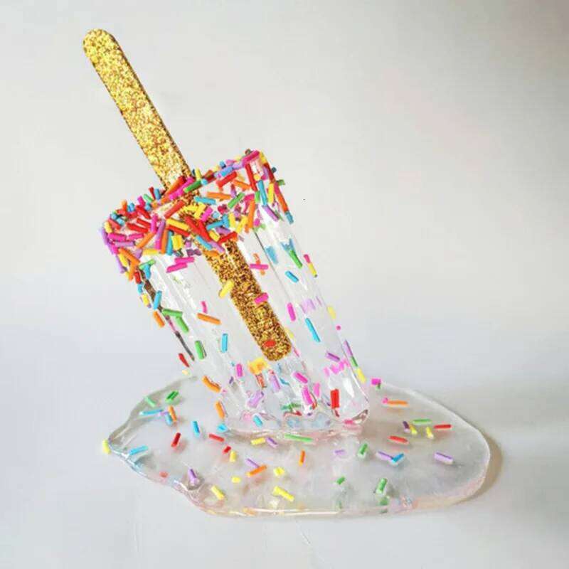 Cool Ice Cream Artwork - Summer Melting Popsicle Resin Decoration Sweet Dessert Home Decor Cute Tabletop Display Gift S260204