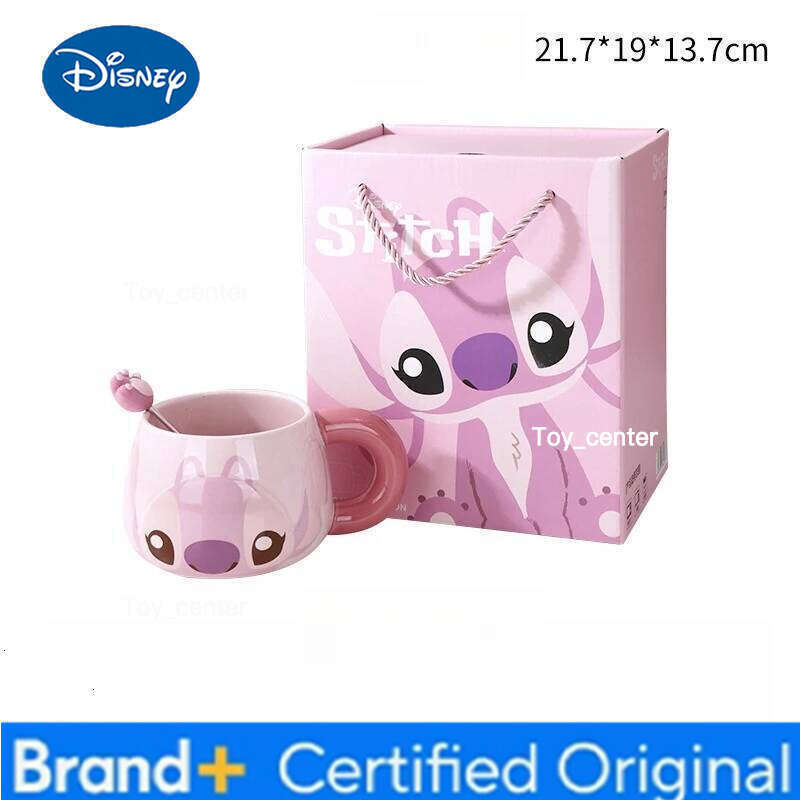 Disney 500ml Stitch Ceramic Coffee Mug With Handle Microwave Safe Large Cup Gift Box Birthday Present For Women Men Fans Collect H260205