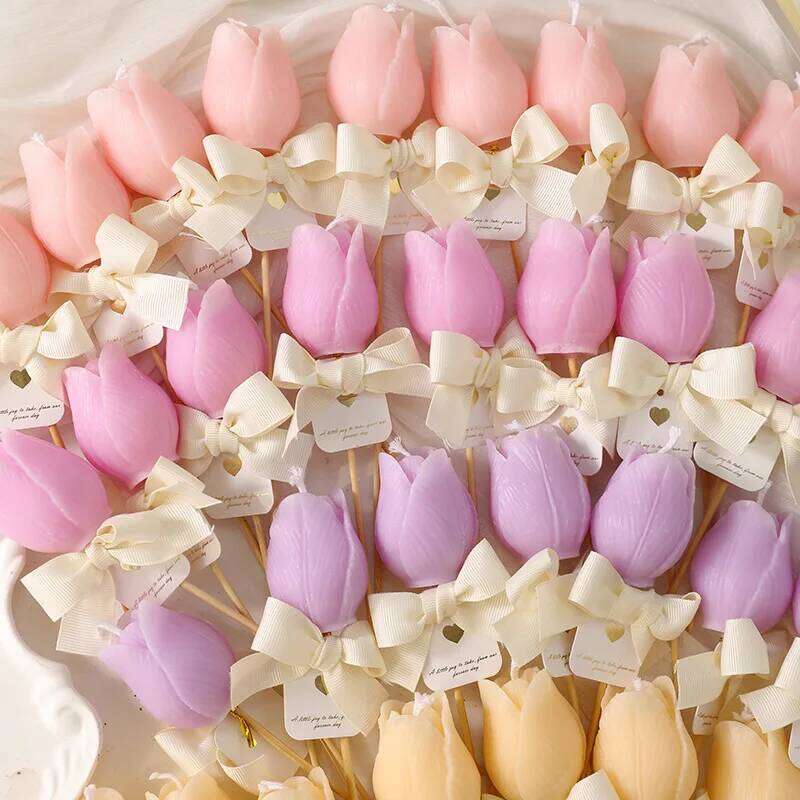 2PCS Realistic Tulip Bouquet Home Decor Floral Scented Aromatherapy Candle Set Gift for Her S260204