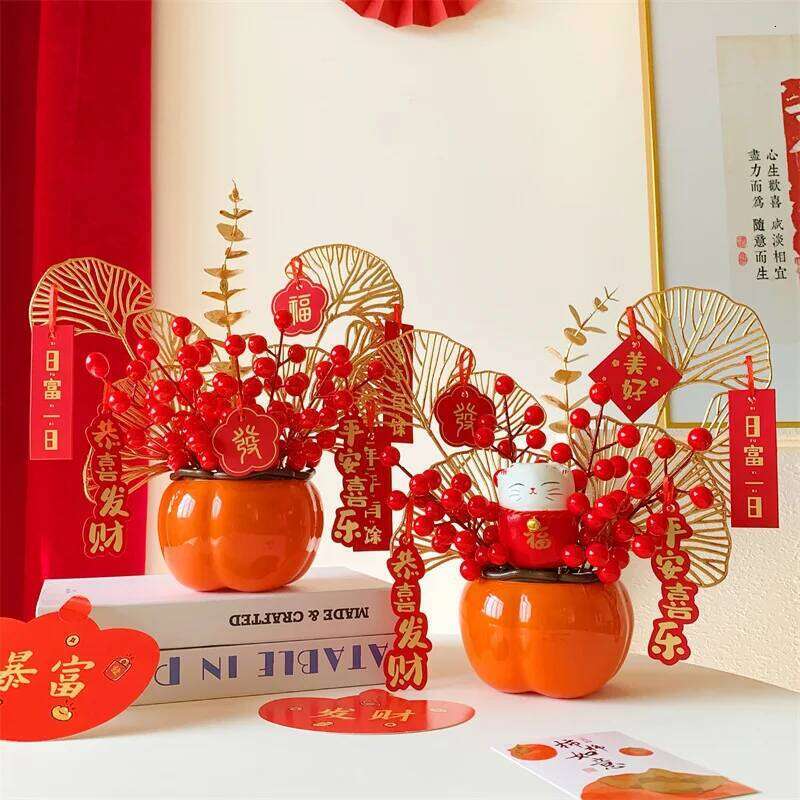 of The Horse Ornament Artificial Flower Desk Accessories Chinese New Year Decoration 2026 Room Decor S260204