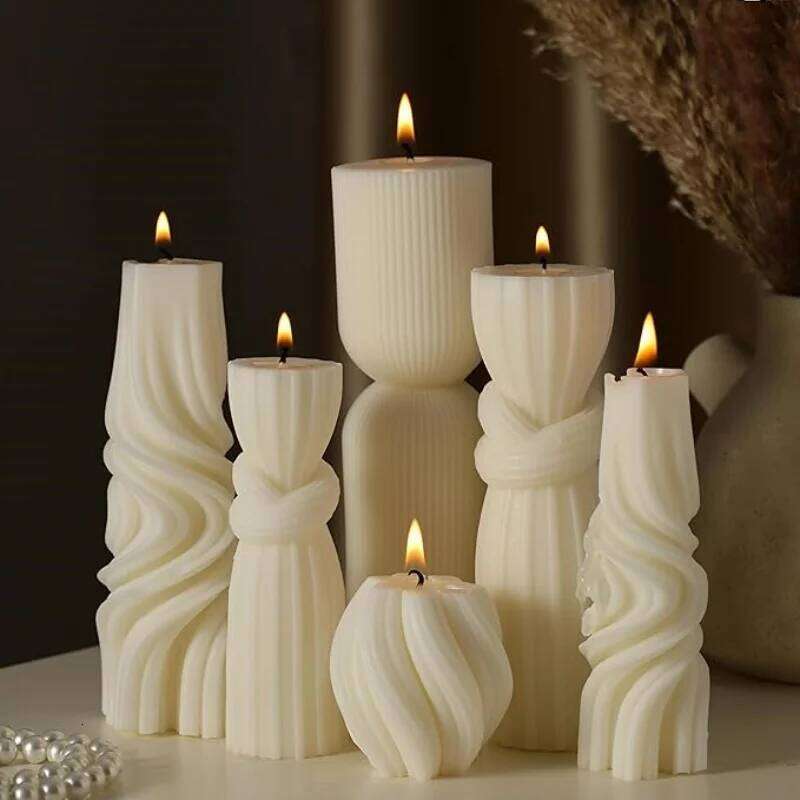 Aromatherapy large pillar decorative candles, soy wax, suitable for gifts, room shelves, home ribbed decoration S260204