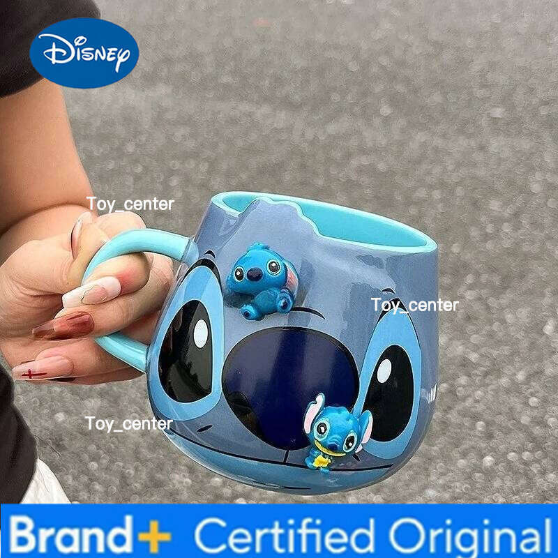 Disney Cute Stitch Male and Female Home Dormitory Portable Personality Cartoon Shape Non Slip Ceramic Water Cup Holiday Gifts H260205