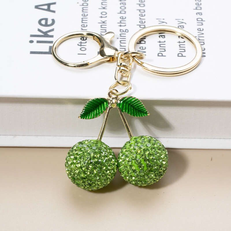 Creative Cute Diamond-studded Small Cherry Pendant Car Women's Bag Metal Keychain Cartoon Gift