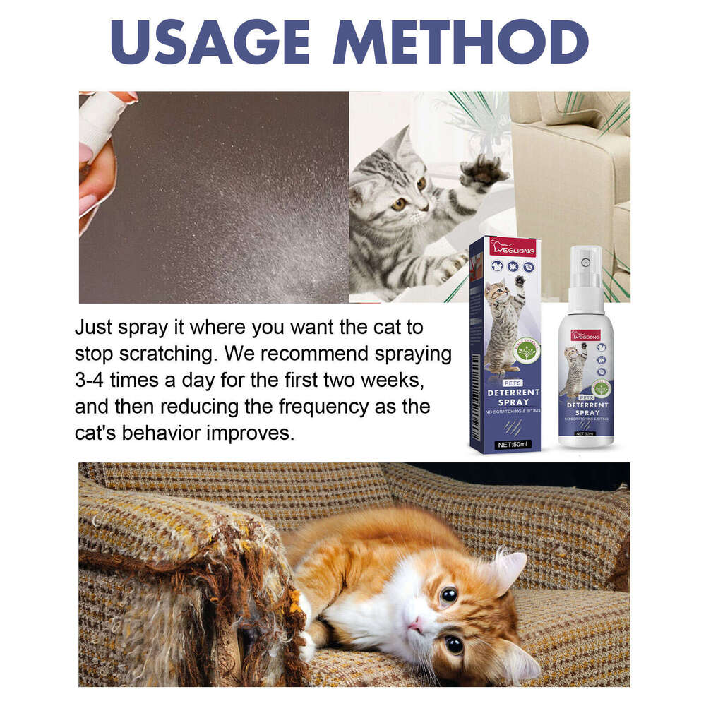 Yegbong Pet Anti-Scratch No-Go Zone Setting Repellent Spray for Cats Dogs Scratching Doors and Sofas Anti-Bite S260203