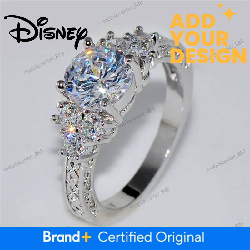 Disney Designer Jewelry 925 Exquisite Silver Color Engagement Rings for Women Fashion White Zircon Stones Ring Anniversary Bridal Wedding luxury Jewel