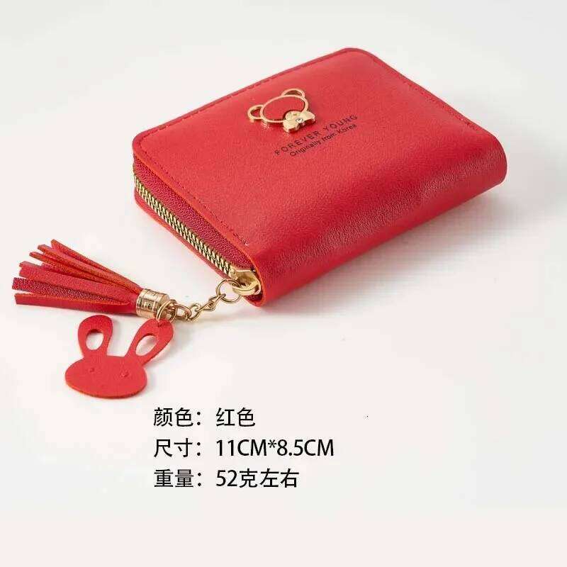 Korean Bear Zipper Short Student Purse Mini Cute Wallet Women Coin Pouch Bag ID Holder Z260205
