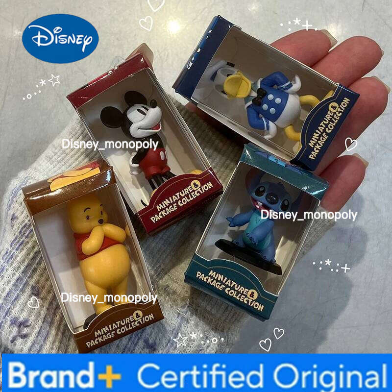 Disney In Stock Hot Genuine Bandai Boxed Ornaments Mickey Stitch Winnie The Pooh Model Toy Collectible Gift H260205