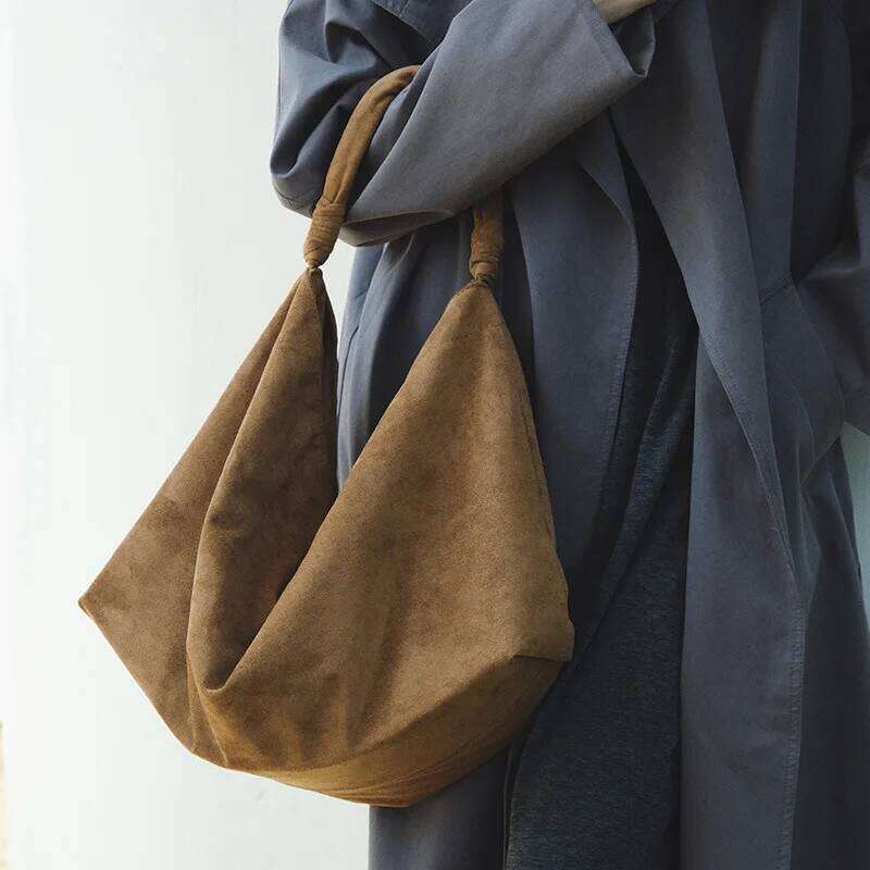 Trendy Korean Suede Tote For Women Large Capacity Lightweight Shoulder Bag Vintage Minimalist Casual Purse Y260204