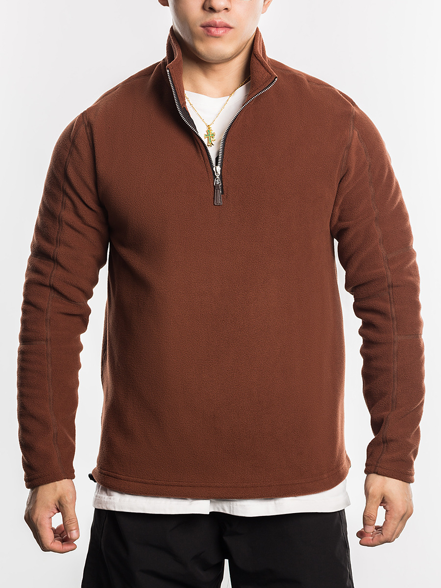 Thicken Warm Fleece Jacket for Men Zipper Neck Pullover Men's Sweatshirt Soft Shell Mens Jacket