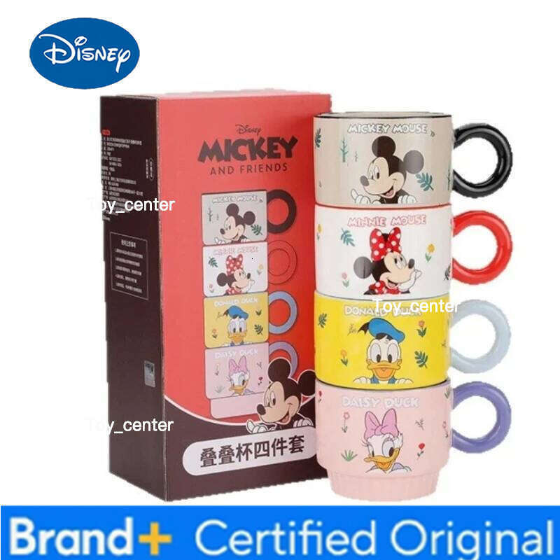 Disney Mickey Minnie Daisy Donald Duck Ceramic Mug Stackable Couple Water Cute Home Coffee Cup Birthday Gift Four Piece Set H260205