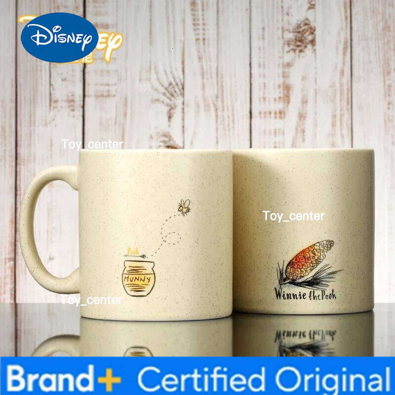 Disney 500ml water Winnie ceramic cute cartoon milk cup large capacity covered travel mug Handgrip Ceramic H260205