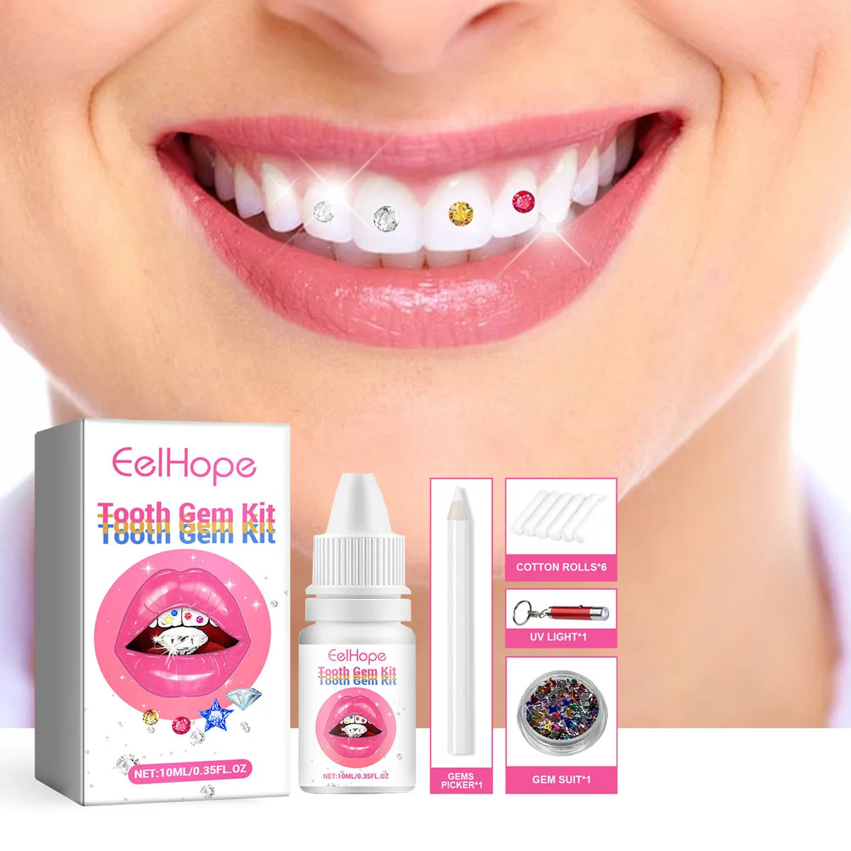 Teeth Gem Grills Set Hip Hop Party DIY Dental Diamonds Gift Kit Holiday Valentines Day Mothers Day Halloween Christmas 260130