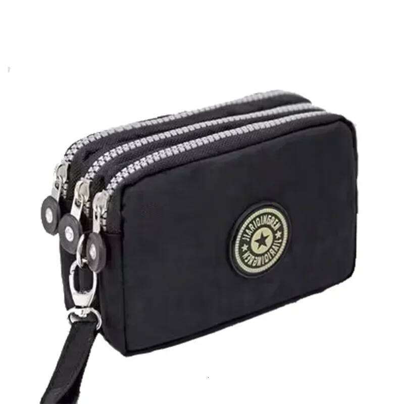 Women Three-layer Long Zipper Money Pocket Purse Women's Handbag Wrist Mobile Phone Card Key Coin Bag Wallet Washable Cloth Z260205