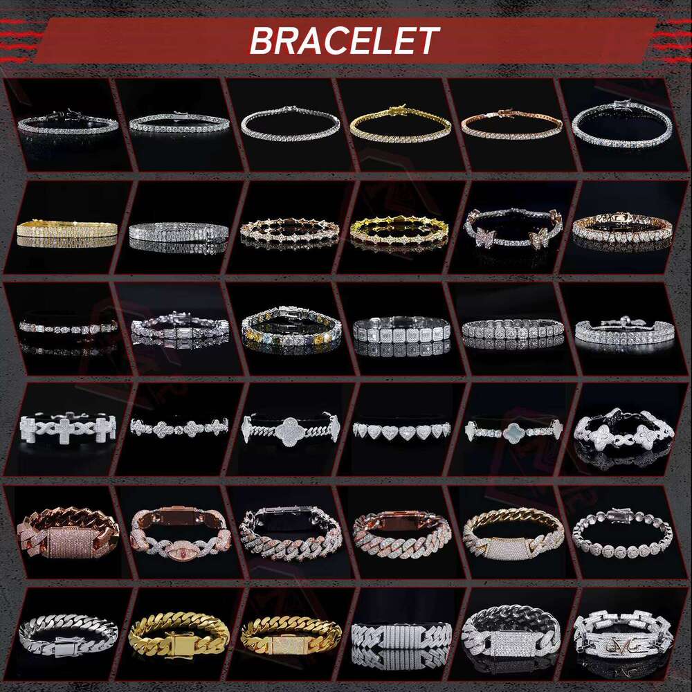 Cross Tennis S925 Yellow Gold/Rose Gold/Silver VVS Iced Out Custom Moissanite Bracelet