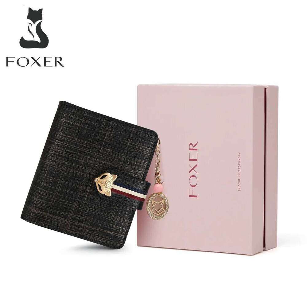 FOXER Card Holder Split Leather Women Coin Purse Lady Zipper Wallet High Quality Cute Short Wallets With Pendant Z260205