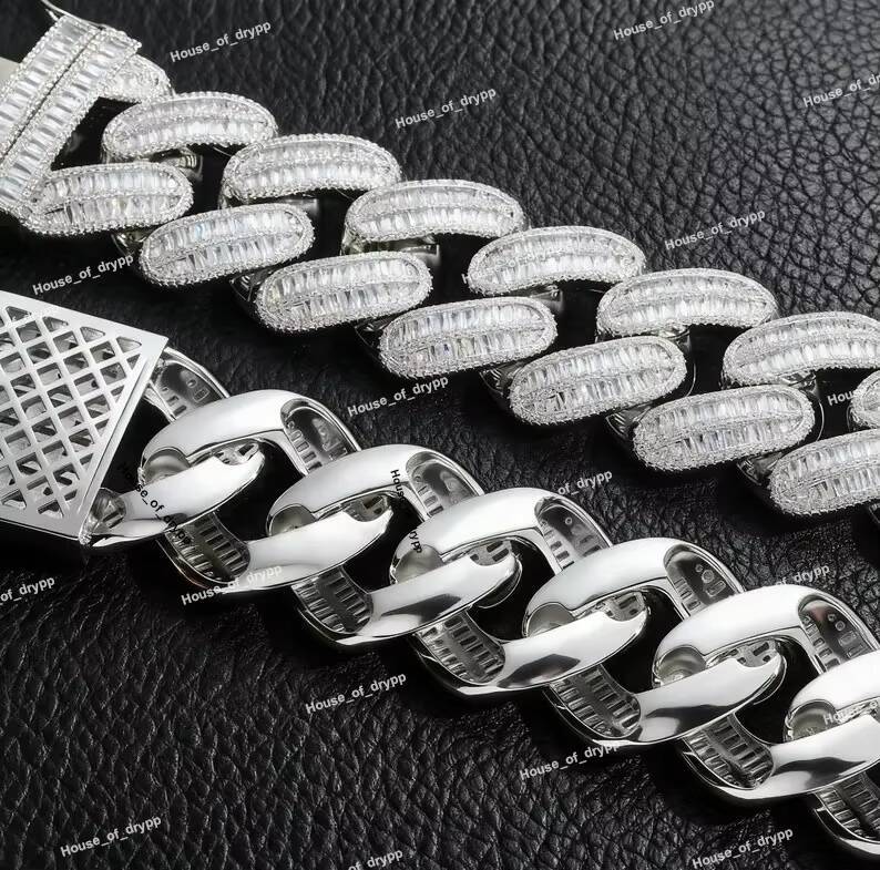 Luxury Iced Out Cuban Link Necklace VVS Moissanite Diamond 925 Silver Hip Hop Statement Chain