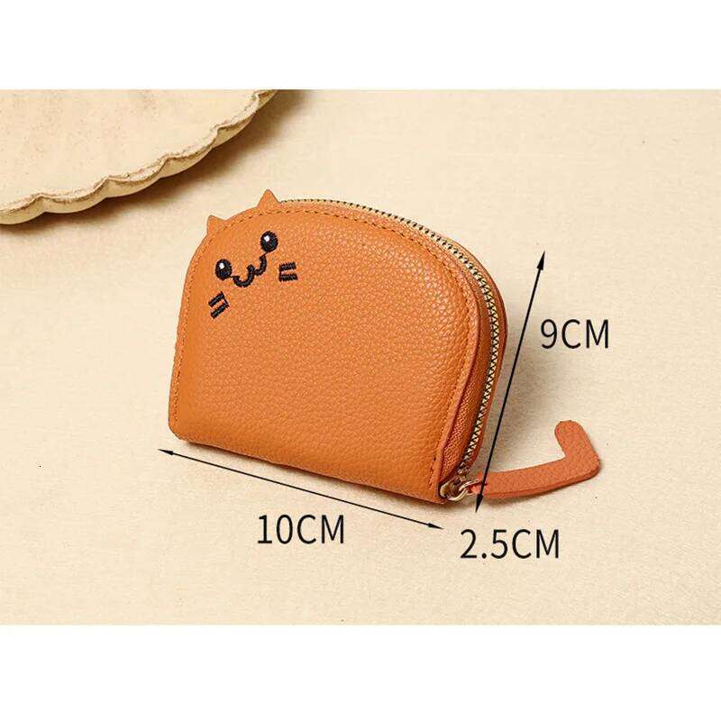 Cartoon Cat Shaped Design Wallet Women's Multi-card Slots Holder Cute Fashion Faux Leather Coin Purse Creative Card Clutch Bag Z260205