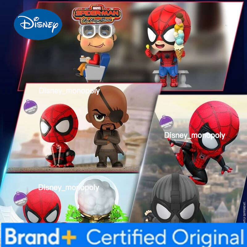 Disney Hot Toys Cosbaby Marvel Action Figure Avengers Super Hero Spider-Man Iron Man Mini Collection Model Ornaments Boys Surprise Gift H260205