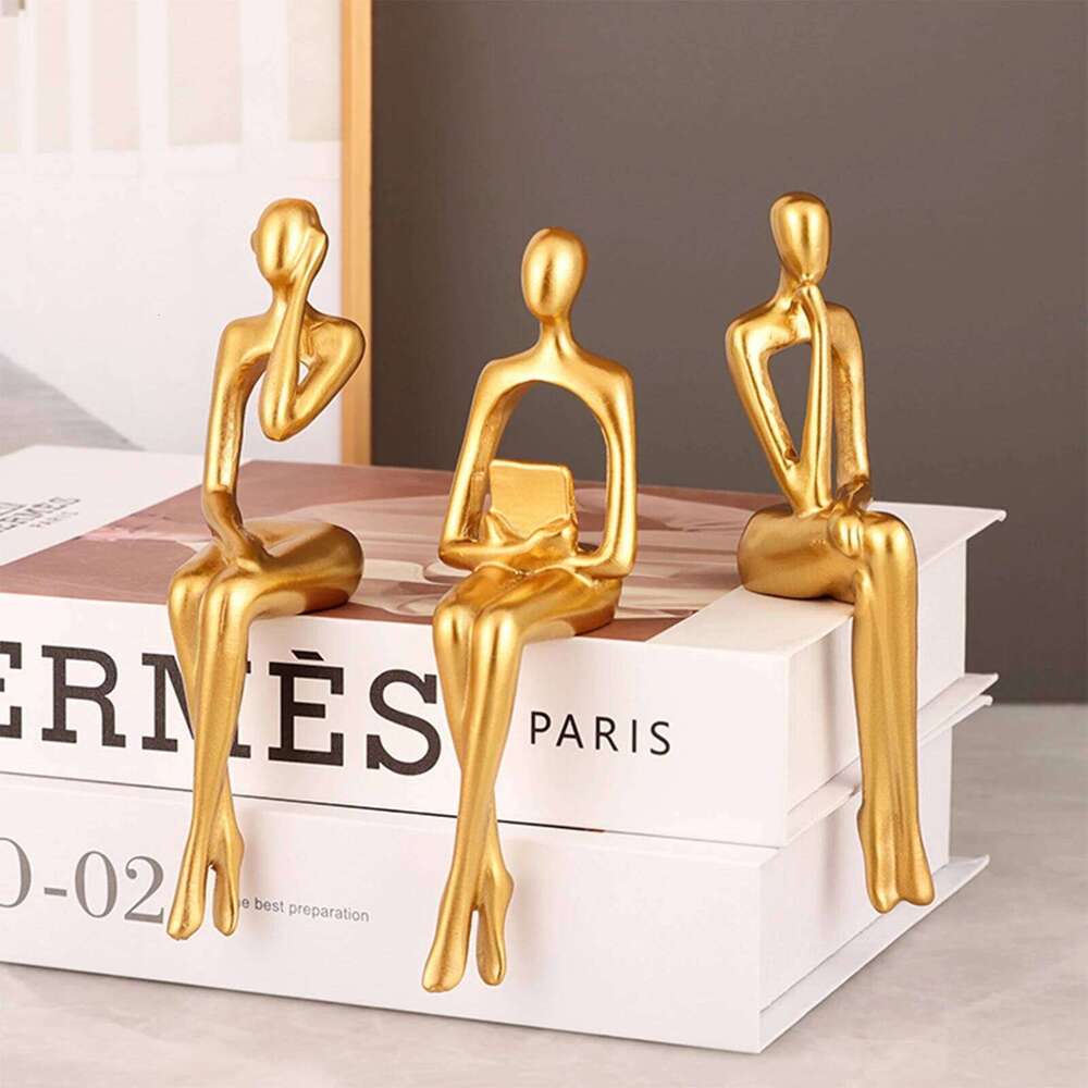3pcs People Model Collections Resin Abstract Character Sculptures Christmas Gifts Home Decor for Office Study Bookshelf S260204