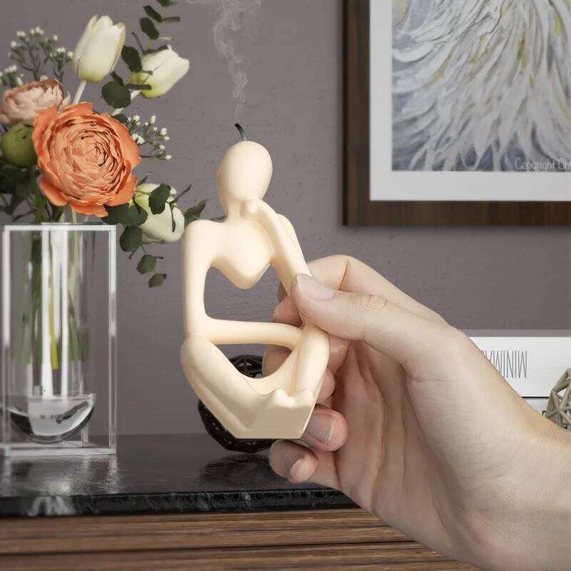 DIY Art Simple European Abstract Human Body Thinker Ornament Sculpture Resin Gypsum Home Decoration Candle Silicone Mold S260204