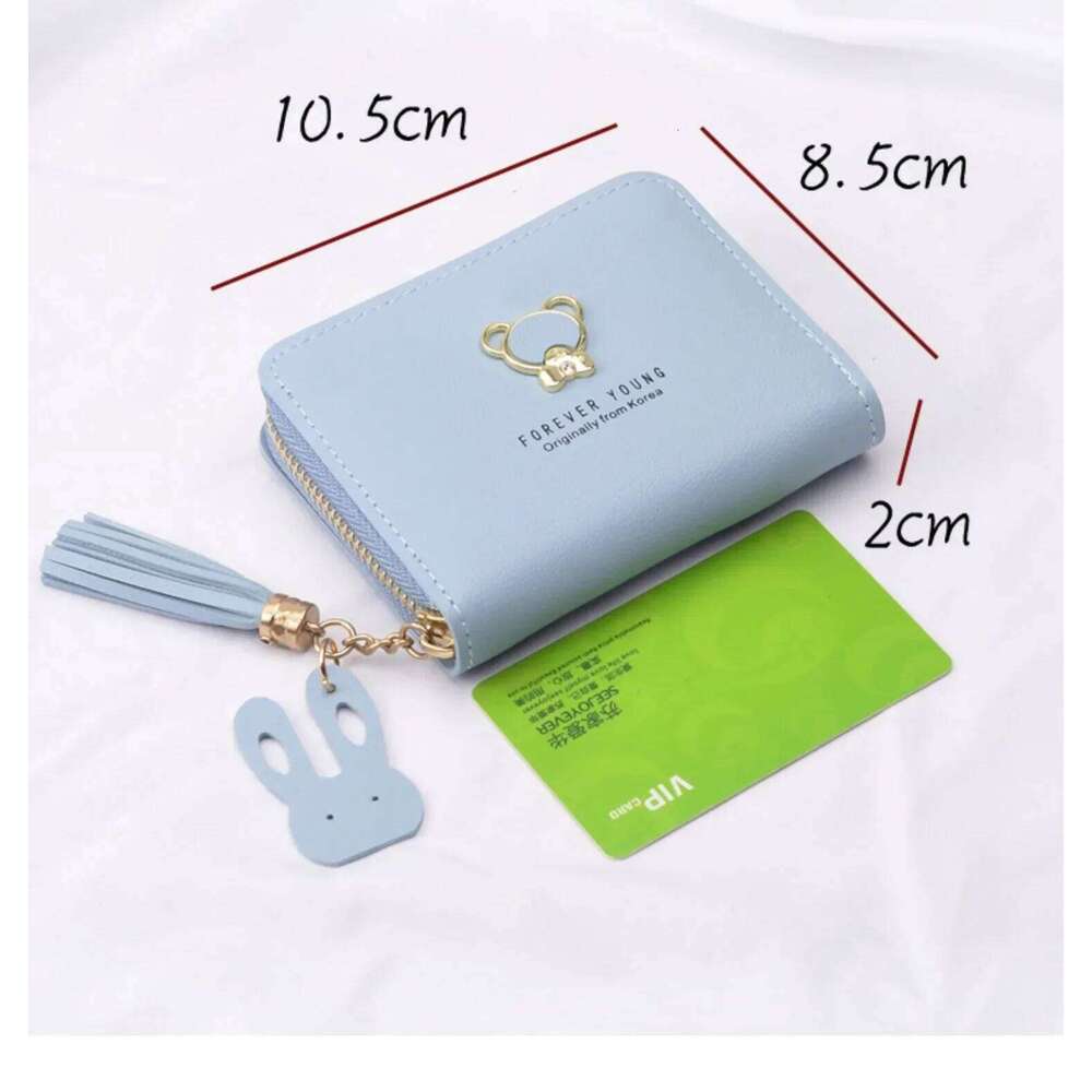 Korean Bear Zipper Short Student Purse Mini Cute Wallet Women Coin Pouch Bag ID Holder Z260205
