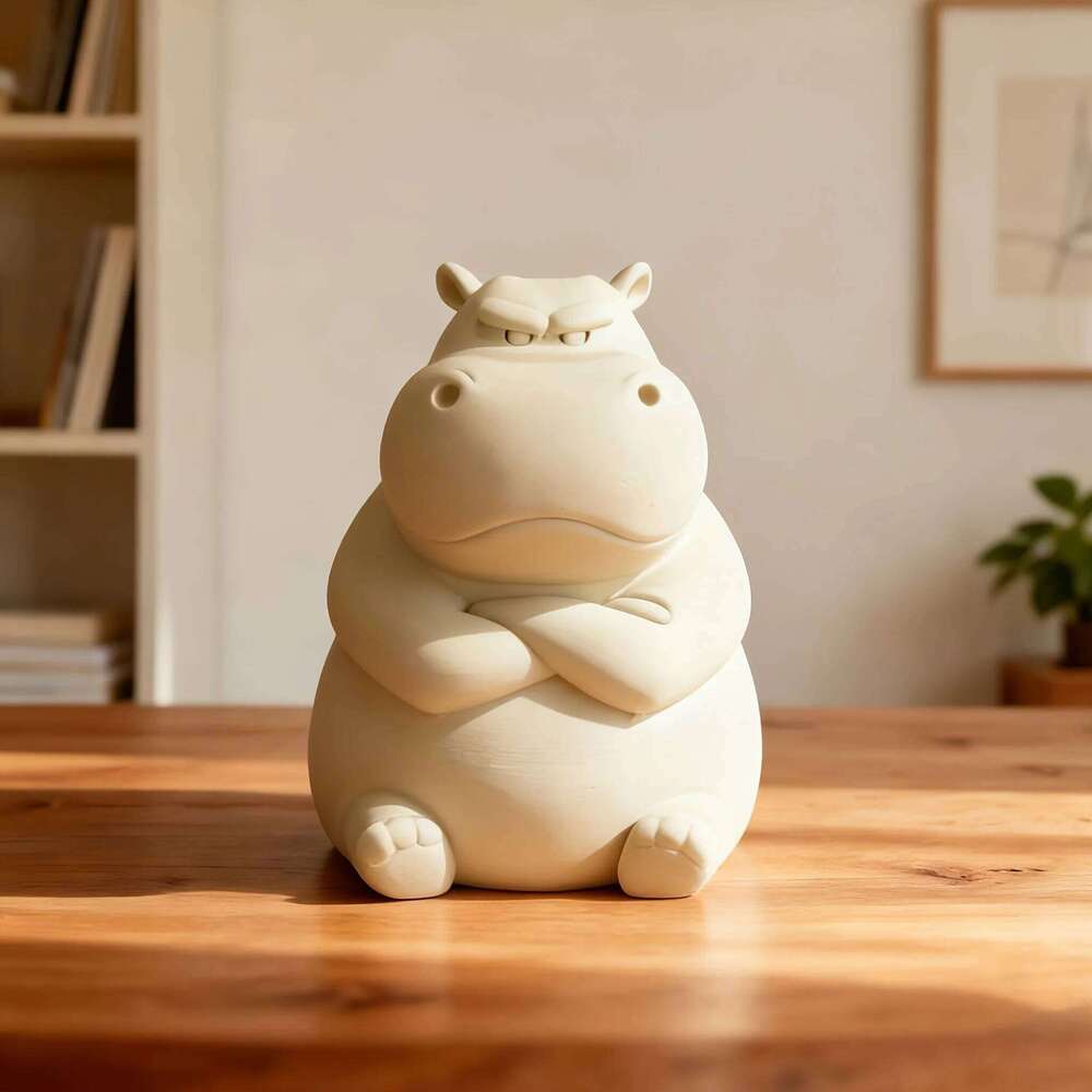 3D Printed Angry Hippo Dashboard Ornament - Durable Plastic Decor for Halloween & Christmas, Home Desk or Party S260204