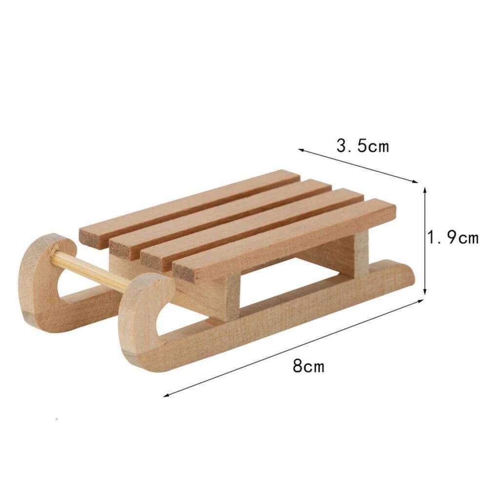 Mini Simulation Non-Toxic 1/12 Wooden Sleigh Desktop Craft Home Decor Crafts Snow Sled Ornament Doll House Accessories S260204