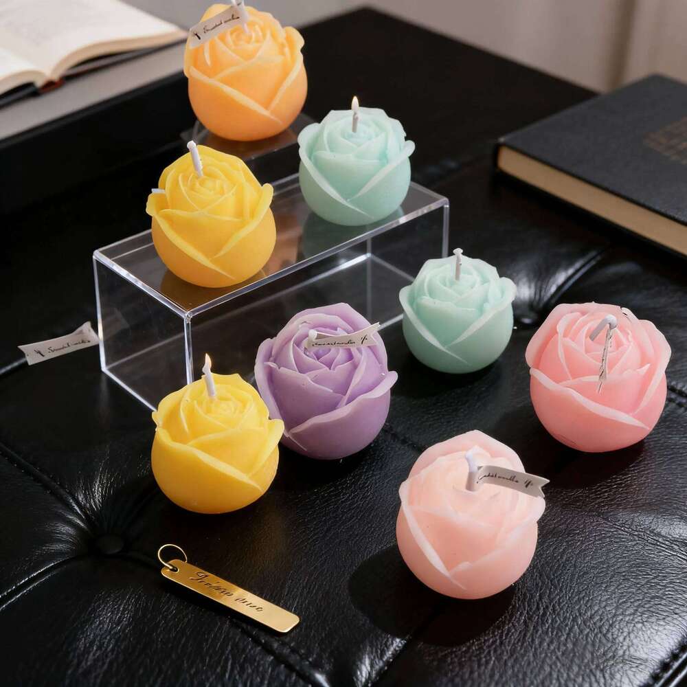 Rose Scented Candle Gift Set, Long-Lasting Fragrance Aromatherapy, Cute Souvenir & Birthday Gift, Romantic Home Decor for Women S260204
