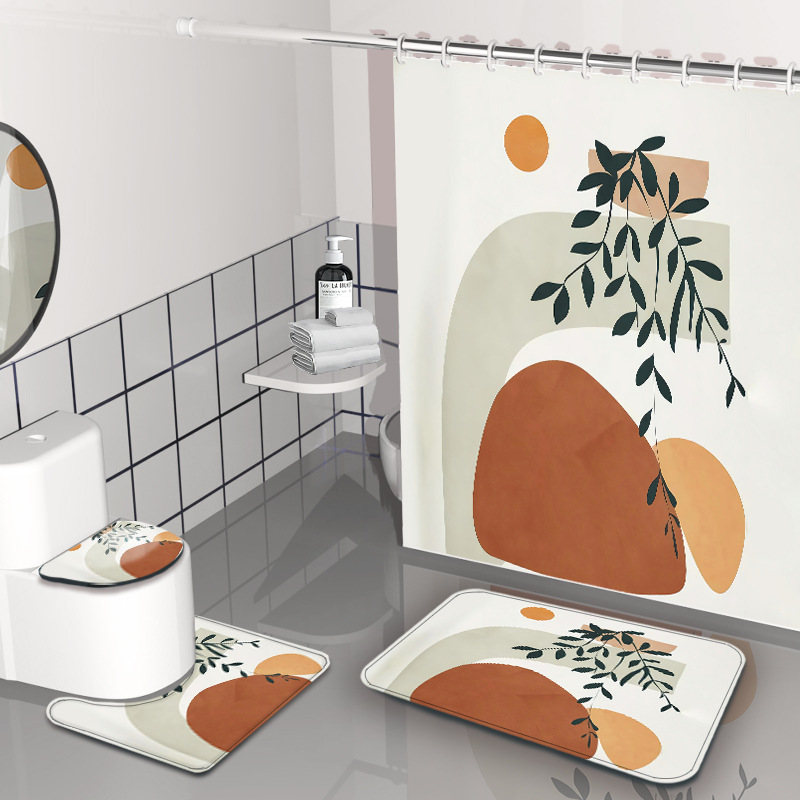 YL-38278 Simple 3D Digital Printed Shower Curtain, Waterproof and Mildew-proof, Bathroom Partition Curtain, Hanging Curtain