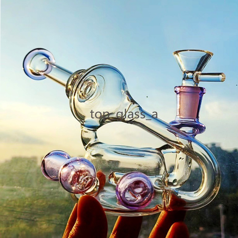 Thick Glass Bong Smoking Glass Water Pipe Hookahs Double Swiss Perc Recyler Oil Water Bongs Bubbler With 14mm bowl accessory