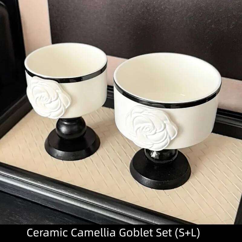 Vintage Camellia Embossed Coffee Mug Ceramic Globot Cup, Stylish Retro Luxury Drinkware for Home Use