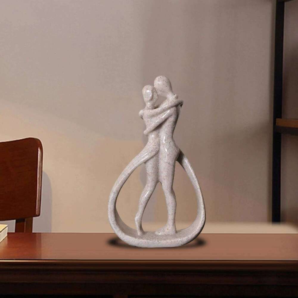 Resin Crafts Table Centerpiece Hugging Couple Abstract Figurine for Bookshelf Desk Home Office Fireplace S260204