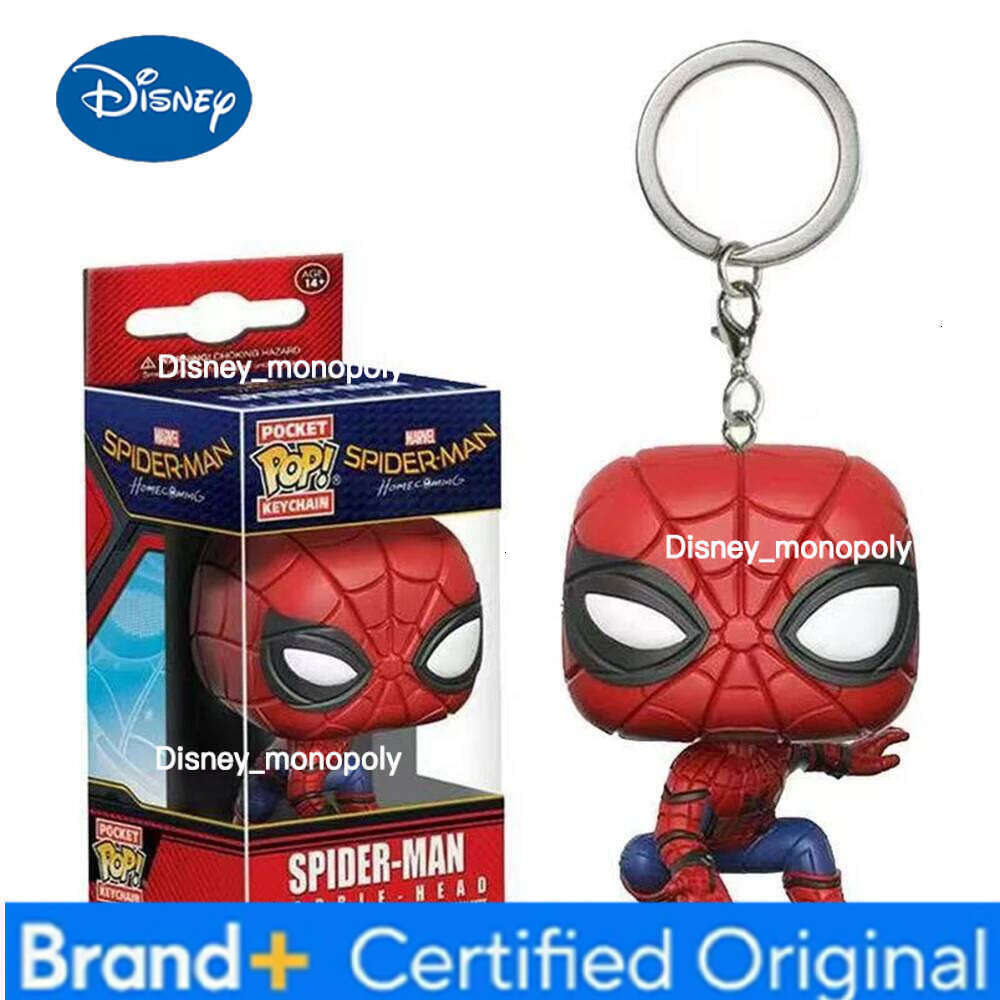 Disney FUNKO POP New Keychain Deadpool Spider-Man Spider-GWen Pendant Goods Toy Figures Pocket Cute Collectible Pendants Model TOYS H260205