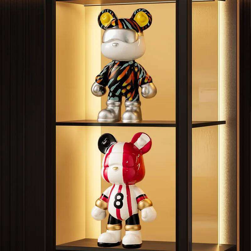 Bear Ceramic Bank Sculpture Animal Money Box Statue for Home Office Decor With Coin Slot Novelty Football Enthusiasts Gift S260204