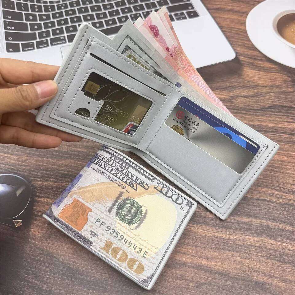 Men's Wallets 100 US Dollar Pattern Male Leather Wallet with Card Holder Coin Pocket Purse Cartera Hombre Z260205