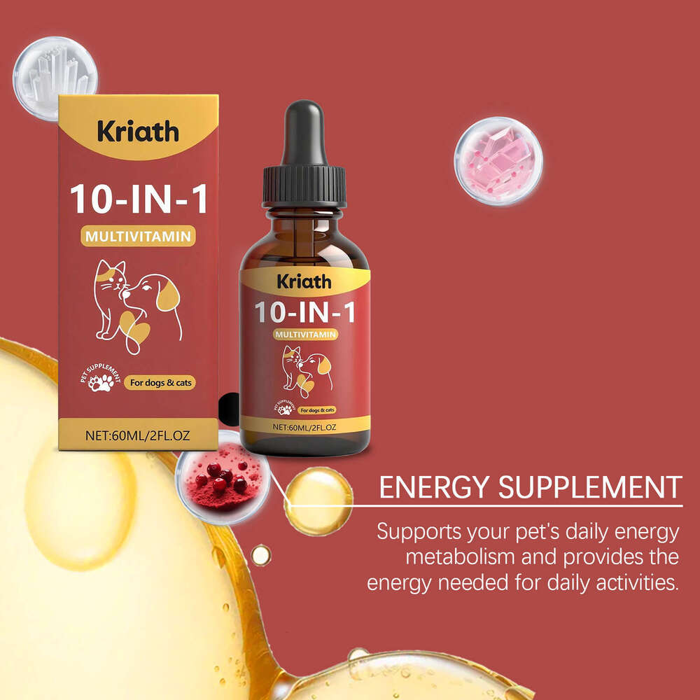 Kriath Pet Multivitamin Oral Liquid Daily Gentle Nourishment for Pets Comfortable and Easy to Absorb S260203