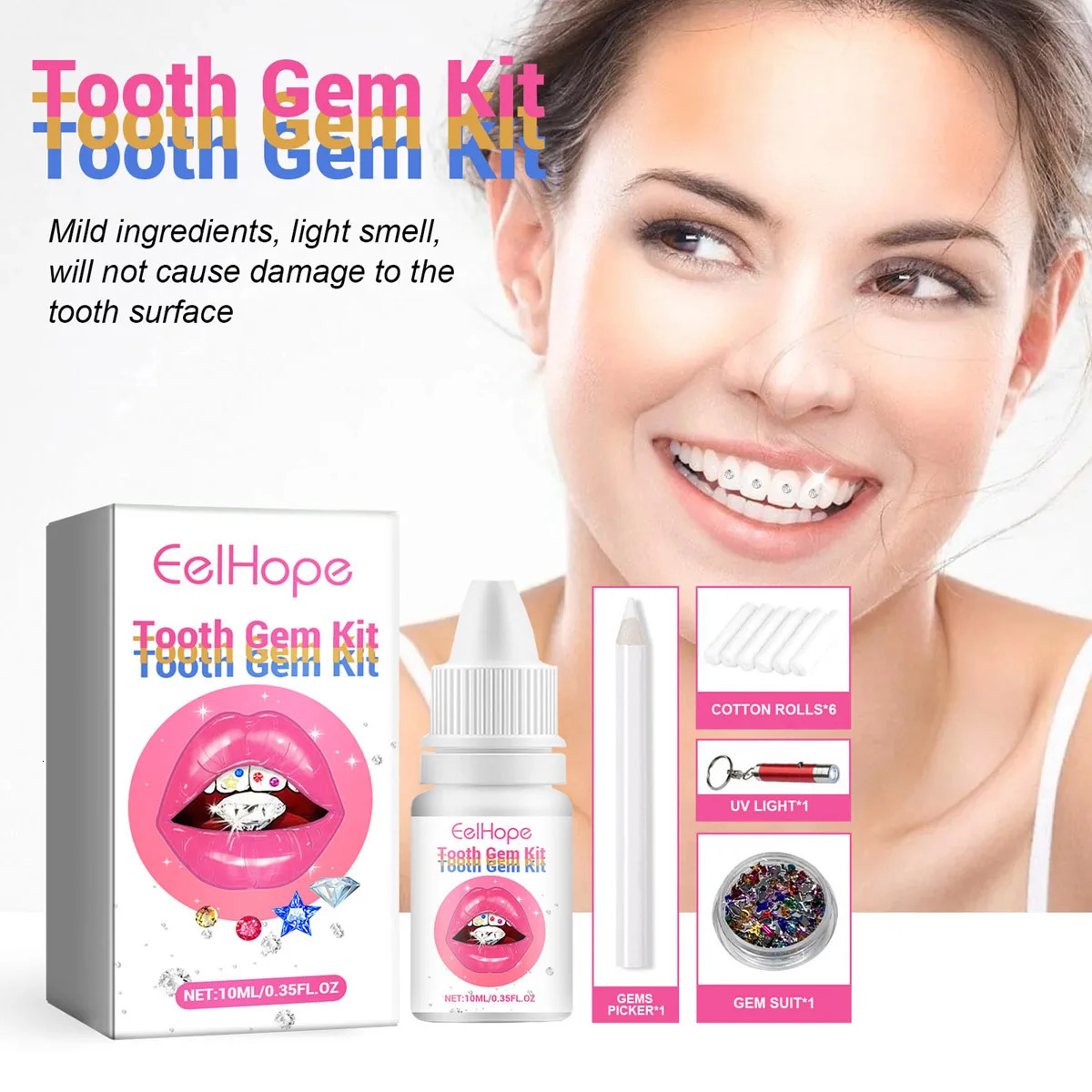 Teeth Gem Grills Set Hip Hop Party DIY Dental Diamonds Gift Kit Holiday Valentines Day Mothers Day Halloween Christmas 260130