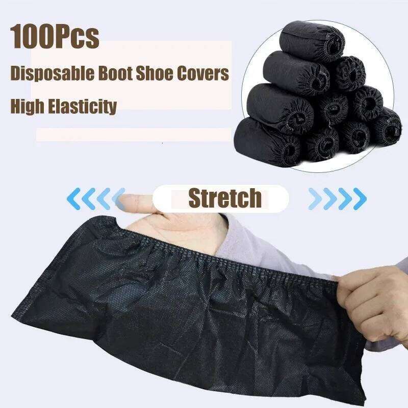 100 Count Disposable Boot Covers Non-Slip Stretchy Foot Booties Shoe Coverings for Workplace Indoor Carpet Floor Protection S260204