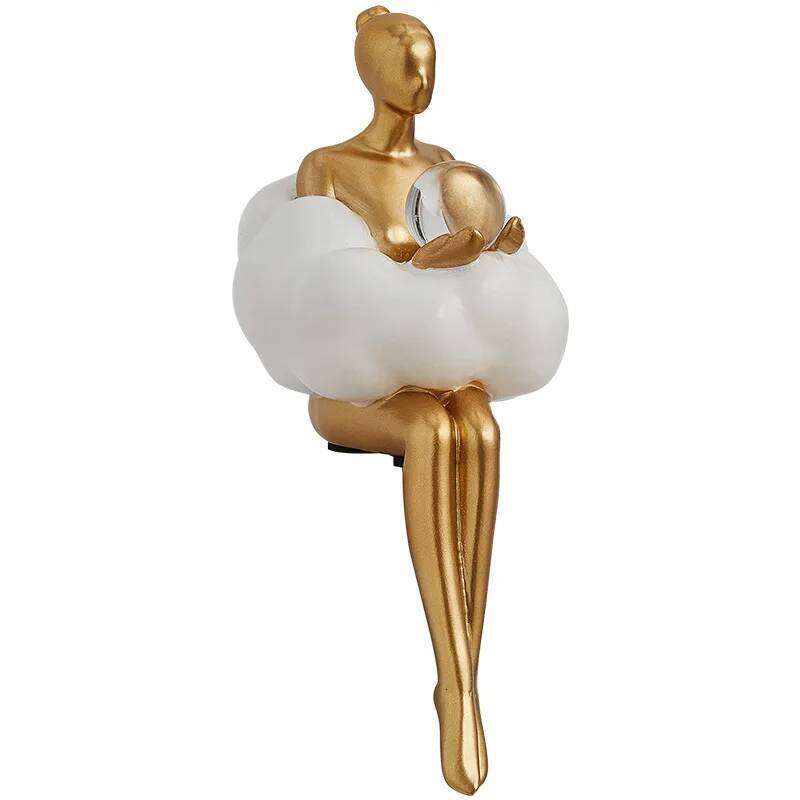 Light Luxury Cloud Girl Golden Ornament Resin Originality Desktop Humanoid Decoration Ballet Sculpture A Living Room For Home S260204
