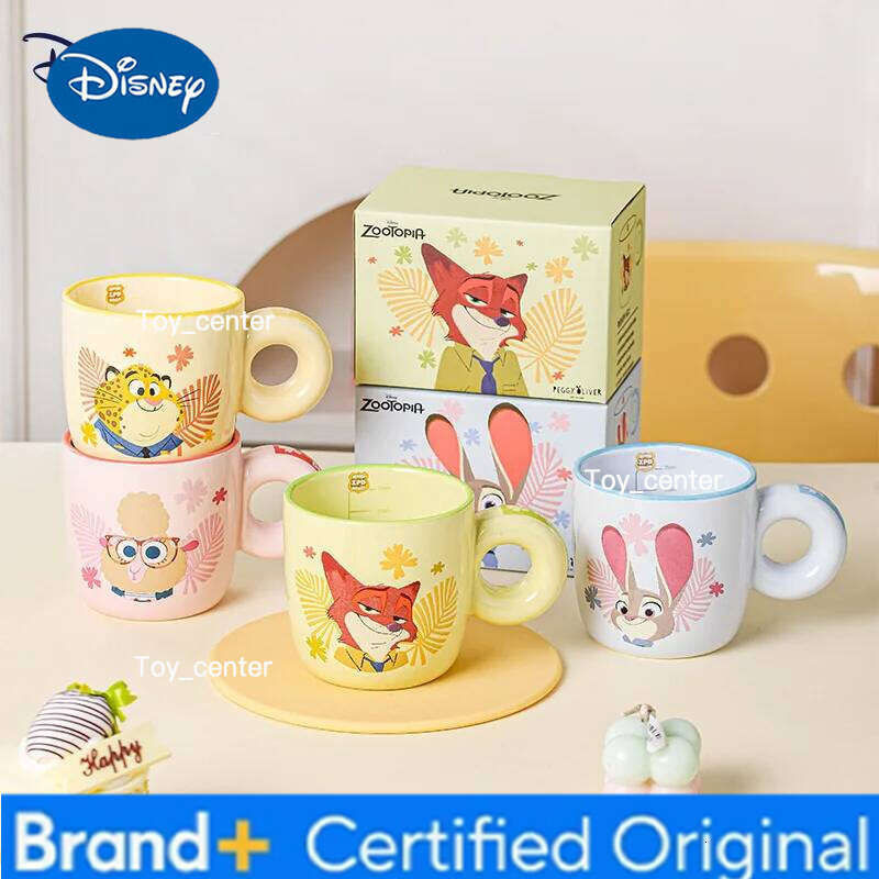 Disney Zootopia Cartoon Anime Couples Mug Cute Ceramic Tea Coffee Milk Graduated Cup Set Home Decoration Kawaii Gift for Girls H260205