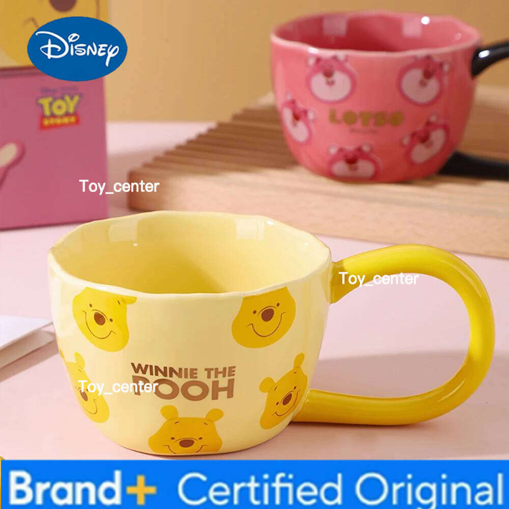Disney Strawberry Bear Handgrip Mug Cups Creative Cartoon 300ML Household Ceramic Drinkware Breakfast Milk Coffee Juice Mugs H260205