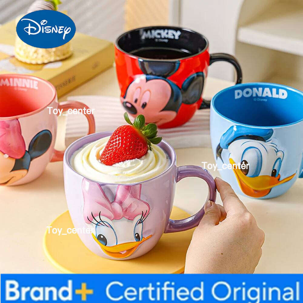 Disney Cute Mickey Mouse Donald Duck Ceramic Mugs Cartoon Relief Household Handgrip Drinkware Children Milk Juice Mug Cups H260205
