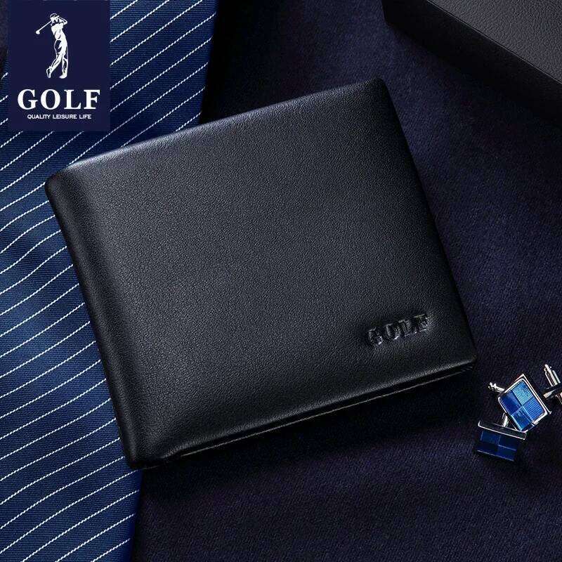 GOLF Man's Leather Short Wallet with Id Holders Coin Purse Square Bag Folding Gentleman Money Clip Card Organizer Z260205