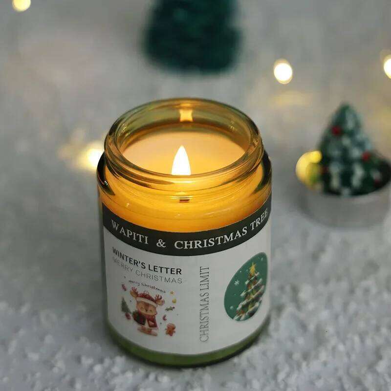Christmas Scented in Glass Aromatic Xmas Candles Guest Gift Candle Jar Freesia Ebony Scent S260204